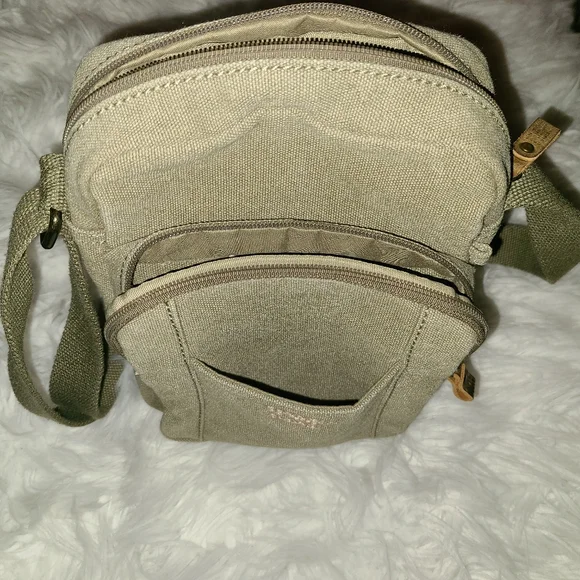 TRP0370 Troop London Classic Canvas Across Body Bag khaki olive color. - Picture 9 of 10